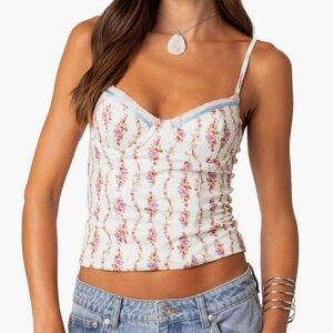NWT Edikted Indira Floral Lace-Up Corset Camisole size XSmall
